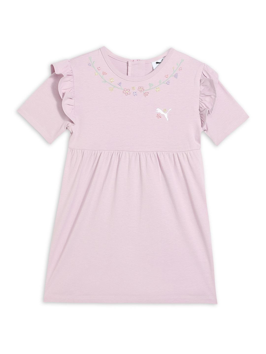Puma Girls Flower Embroidered Pure Cotton Fit & Flare Dress