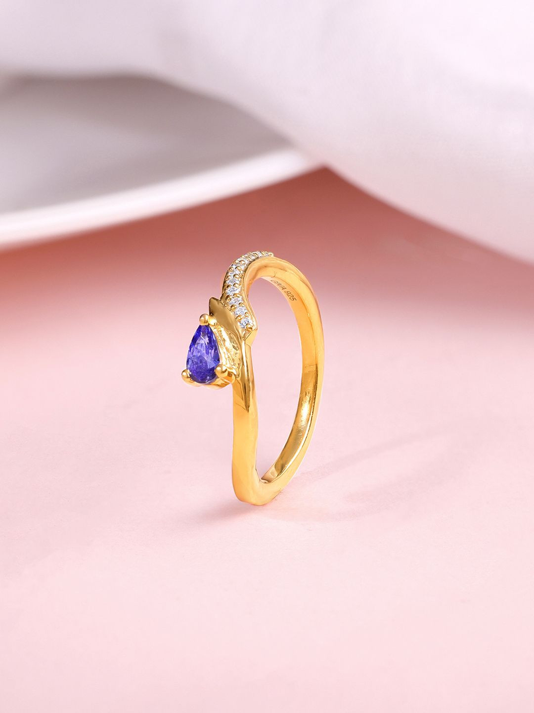 GIVA 925 Silver Golden Noorii Ring Fixed Size Indian -12