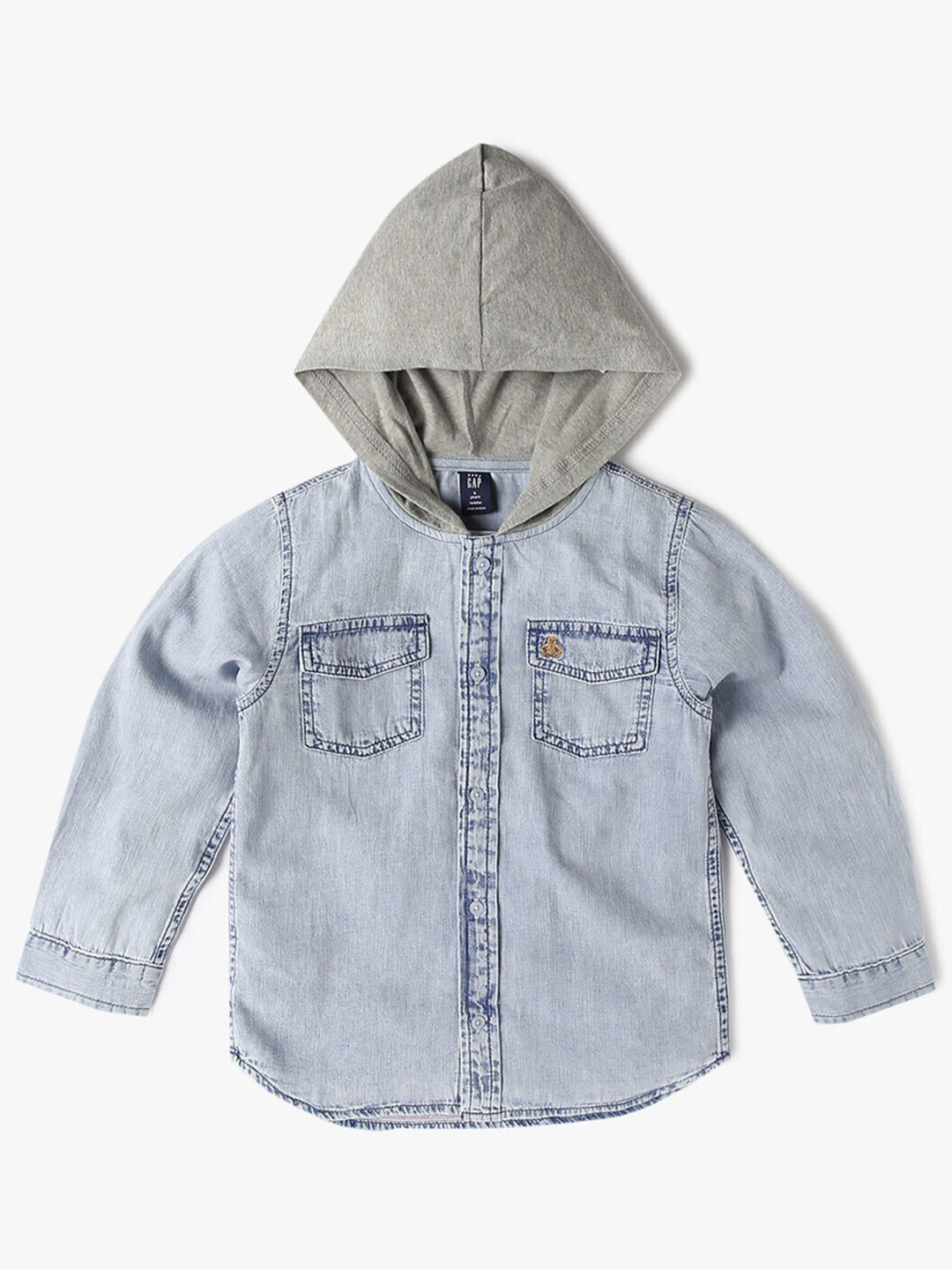 GAP Kids Boys Hooded Pure Cotton Opaque Casual Shirt