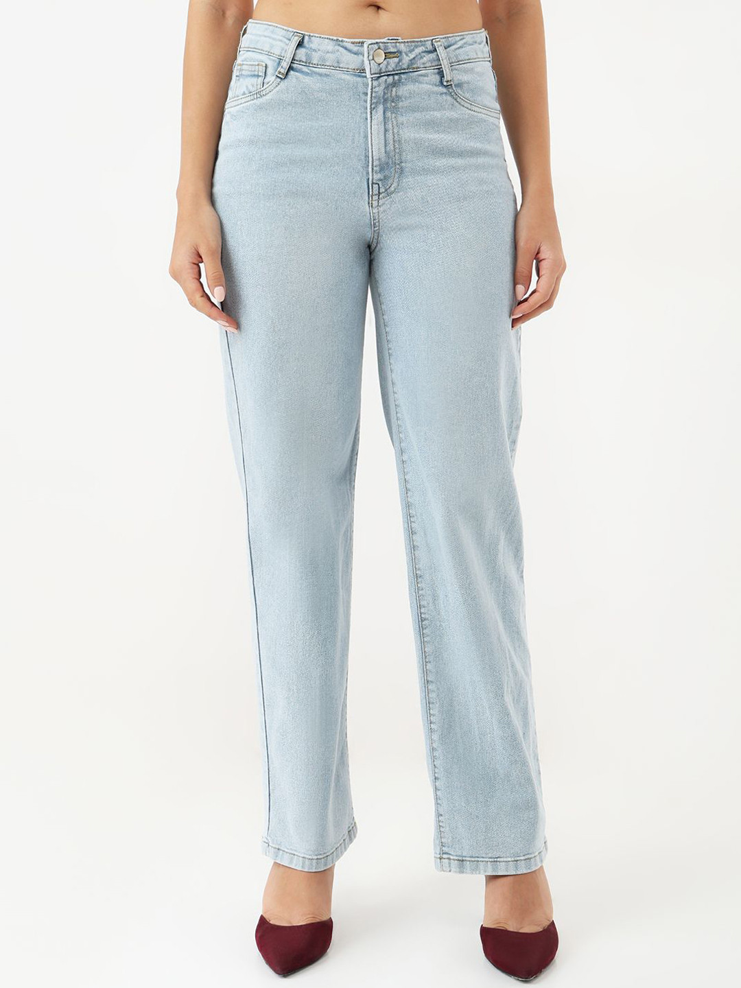 Kraus Jeans Women Straight Fit Low-Rise Light Fade Jeans