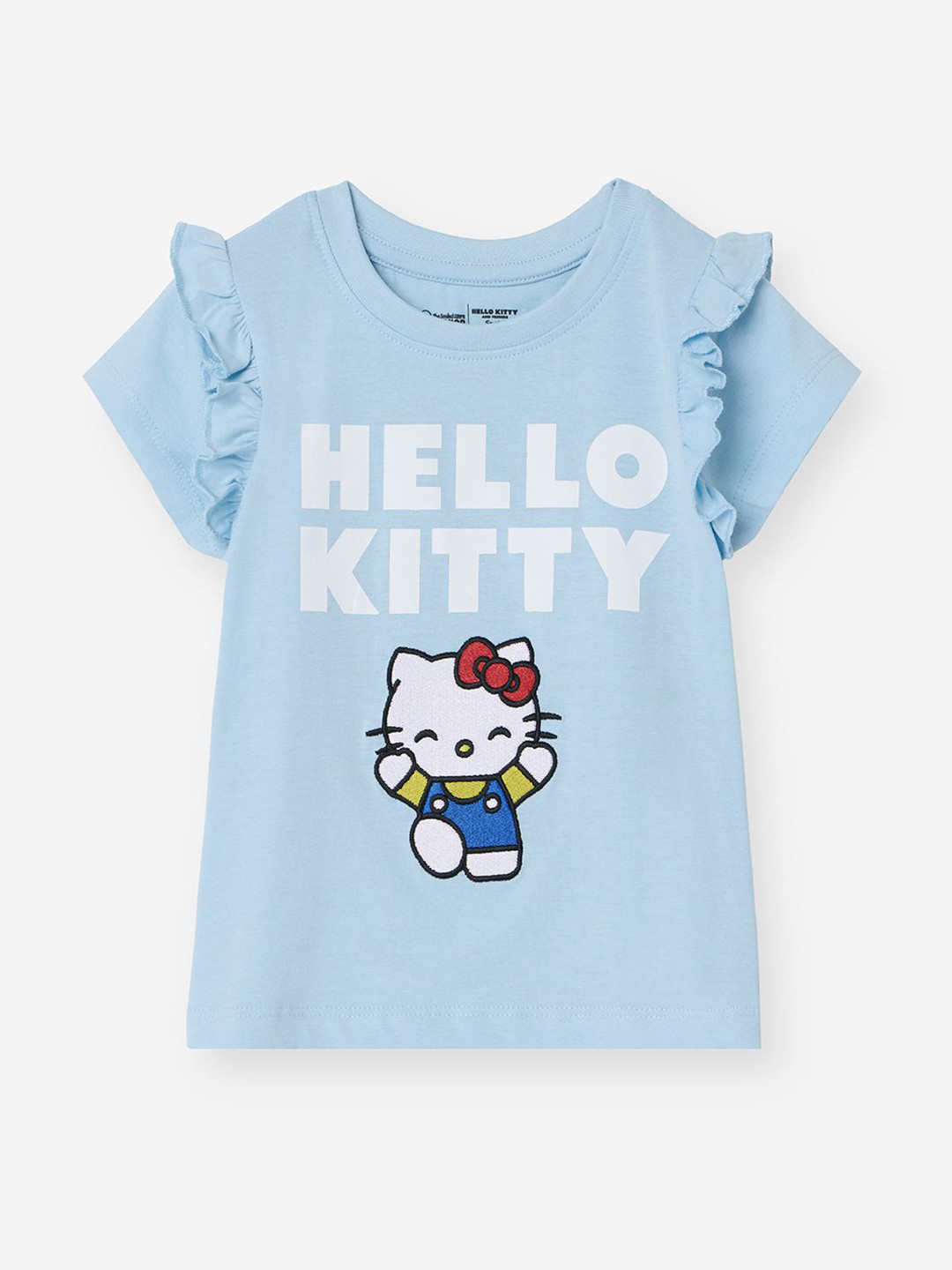 The Souled Store Girls Hello Kitty Bio Finish Graphic Printed Round Neck Cotton T-shirt