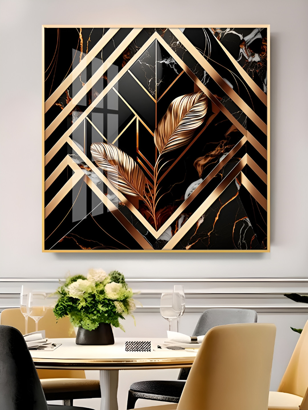 THE NEXT DECOR Majestic Fusion Synthetic Wood Wall Square Paintings Wall Art -18 x 18In