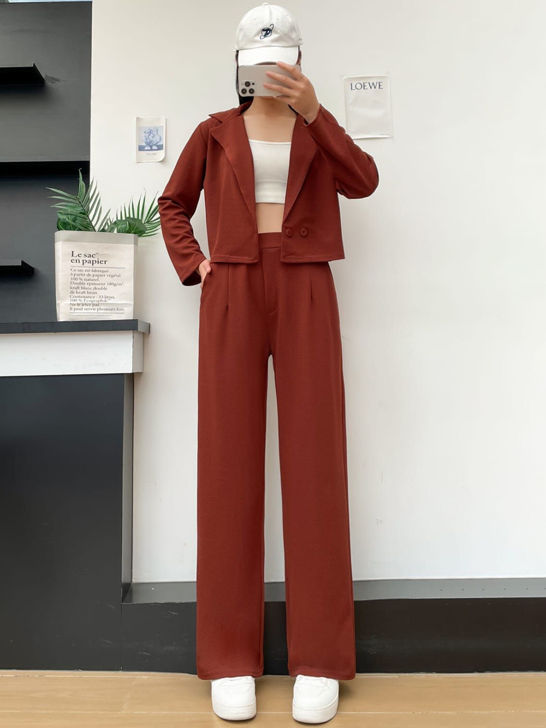 Stem Rope Notched Lapel Coat With Trousers Co-Ords Set
