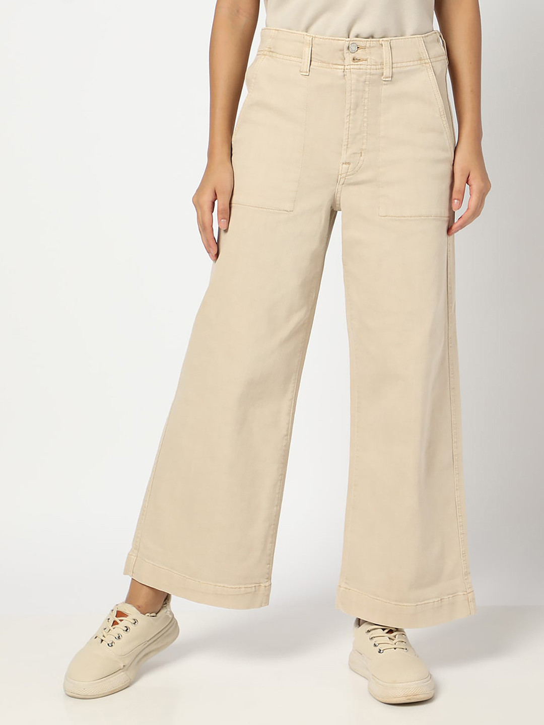 GAP Women High-Rise Stretchable Wide Leg Jeans