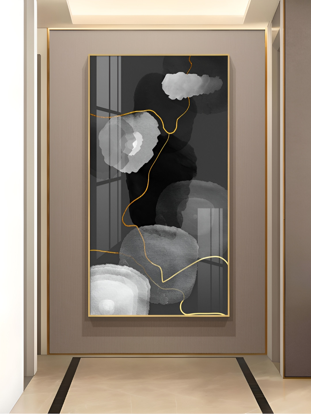 THE NEXT DECOR Glass Finish Canvas Wall Rectangle Paintings Wall Art - 24x12In