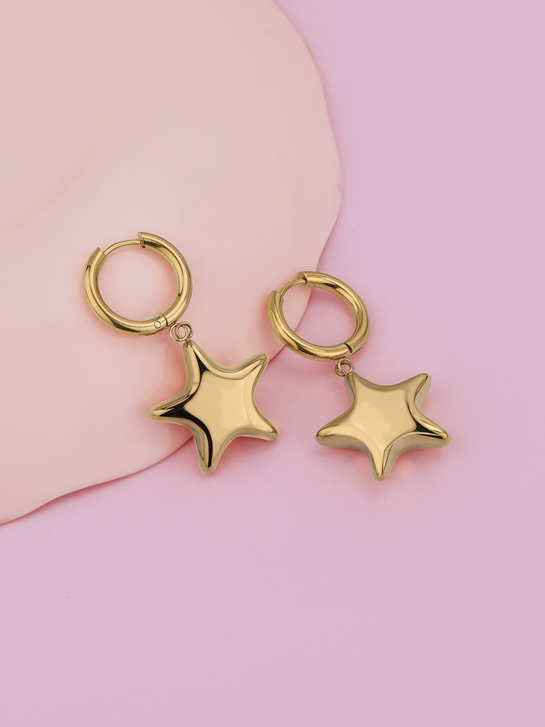 Carlton London 18kt Gold Plated Dangling Star Hoop Earring