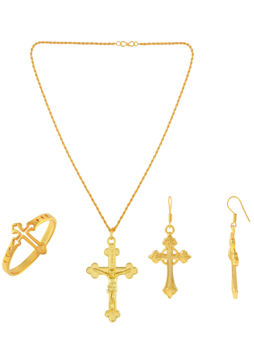 MEMOIR Gold Plated Christian Cross Jewellery Set