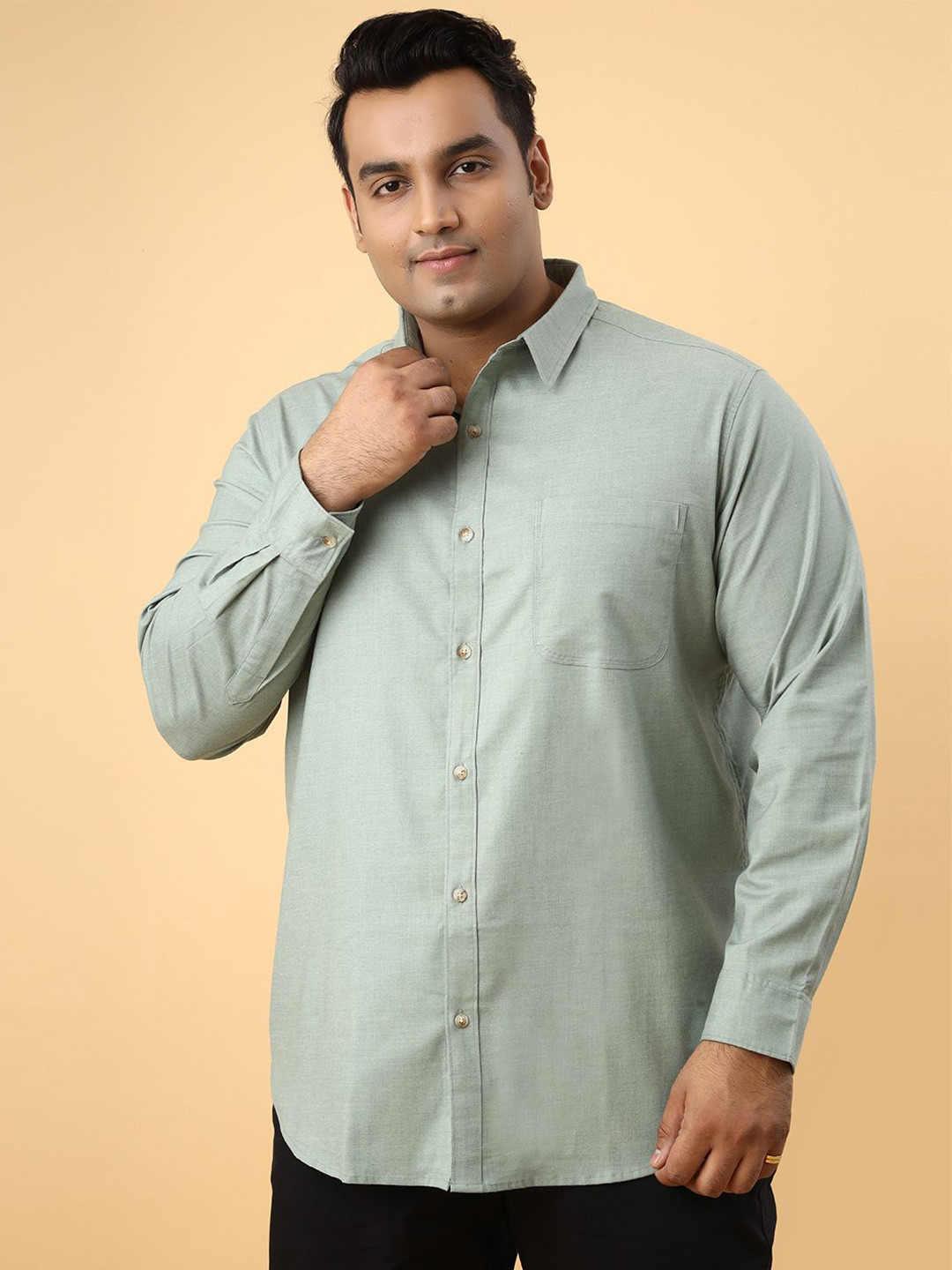 Men Casual Oxford Cotton Lycra Shirt