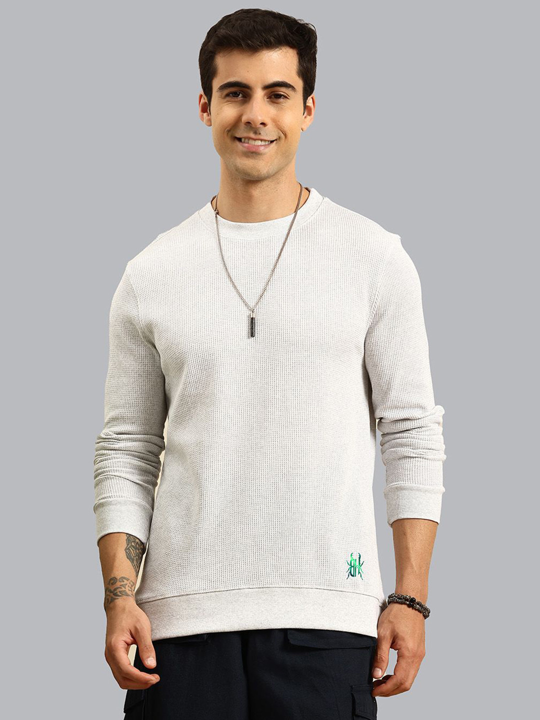 THE BEETEL HOUSE Men Full Sleeve Textured T-shirt