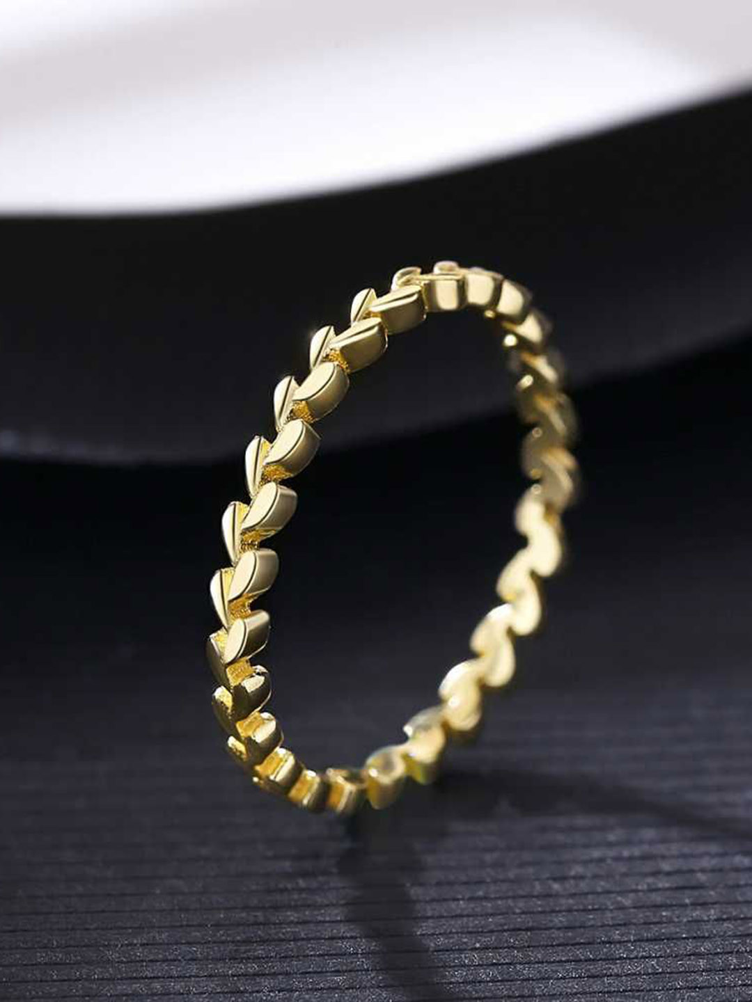 Bling Queen Gold Plated Olive Leaf Eternity Ring