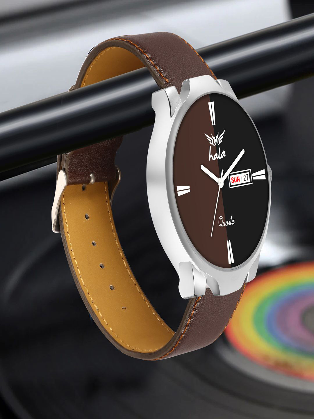 Hala Men Aluminium Leather Straps Analogue Watch Hala-1049-Brown-DD