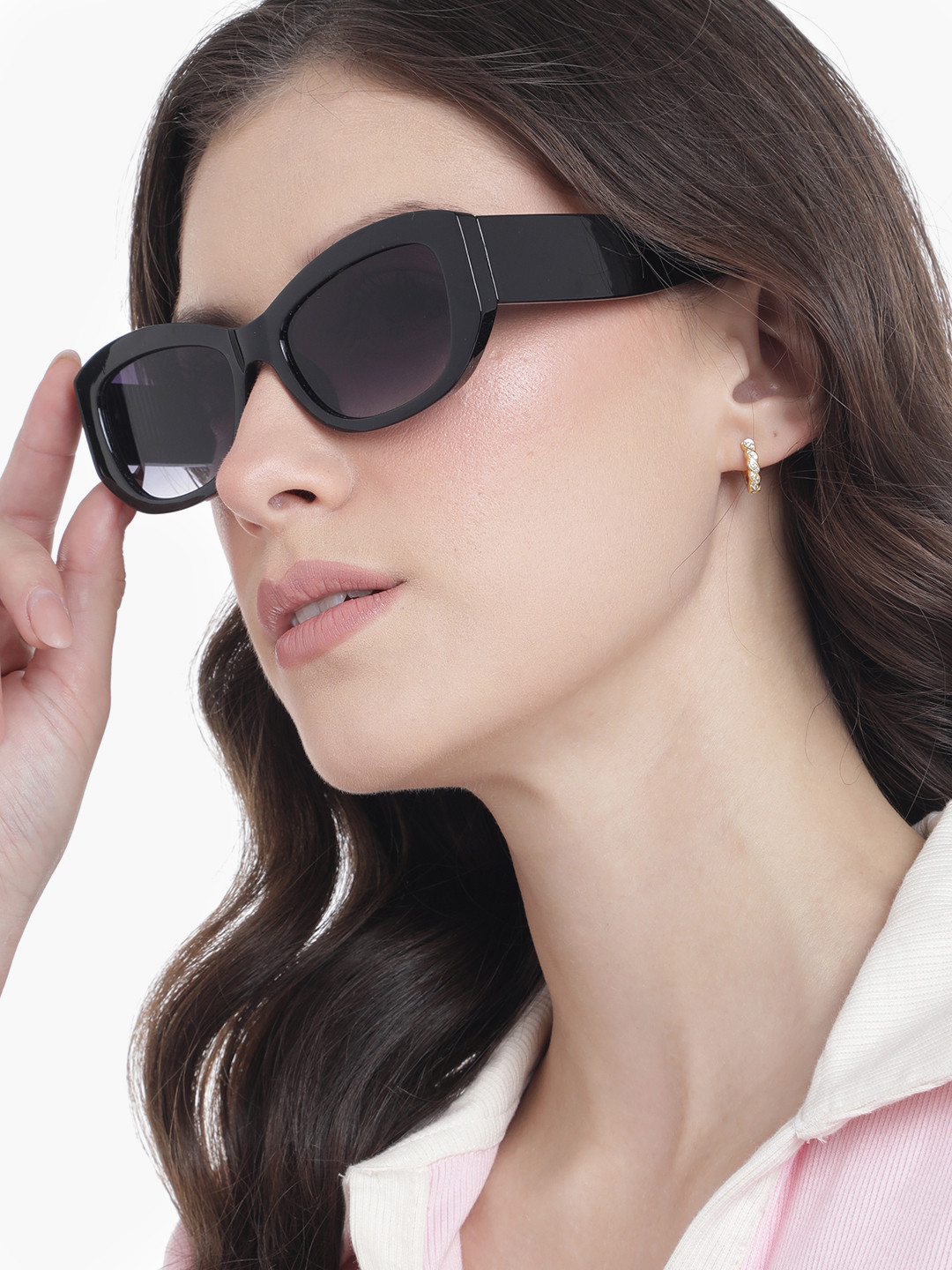 Carlton London Black Toned with Blue Shade UV Protected Lens Butterfly Sunglass