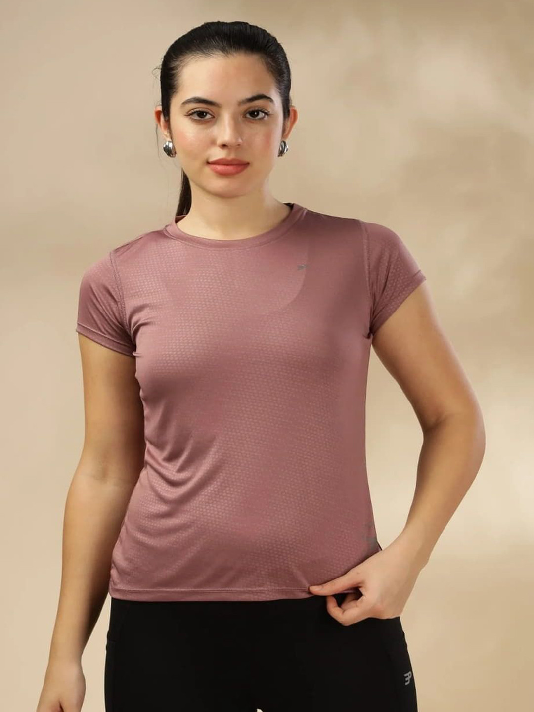 THIRD ELEMENT Women Emboss UV Protect & Cooling Active T-shirt
