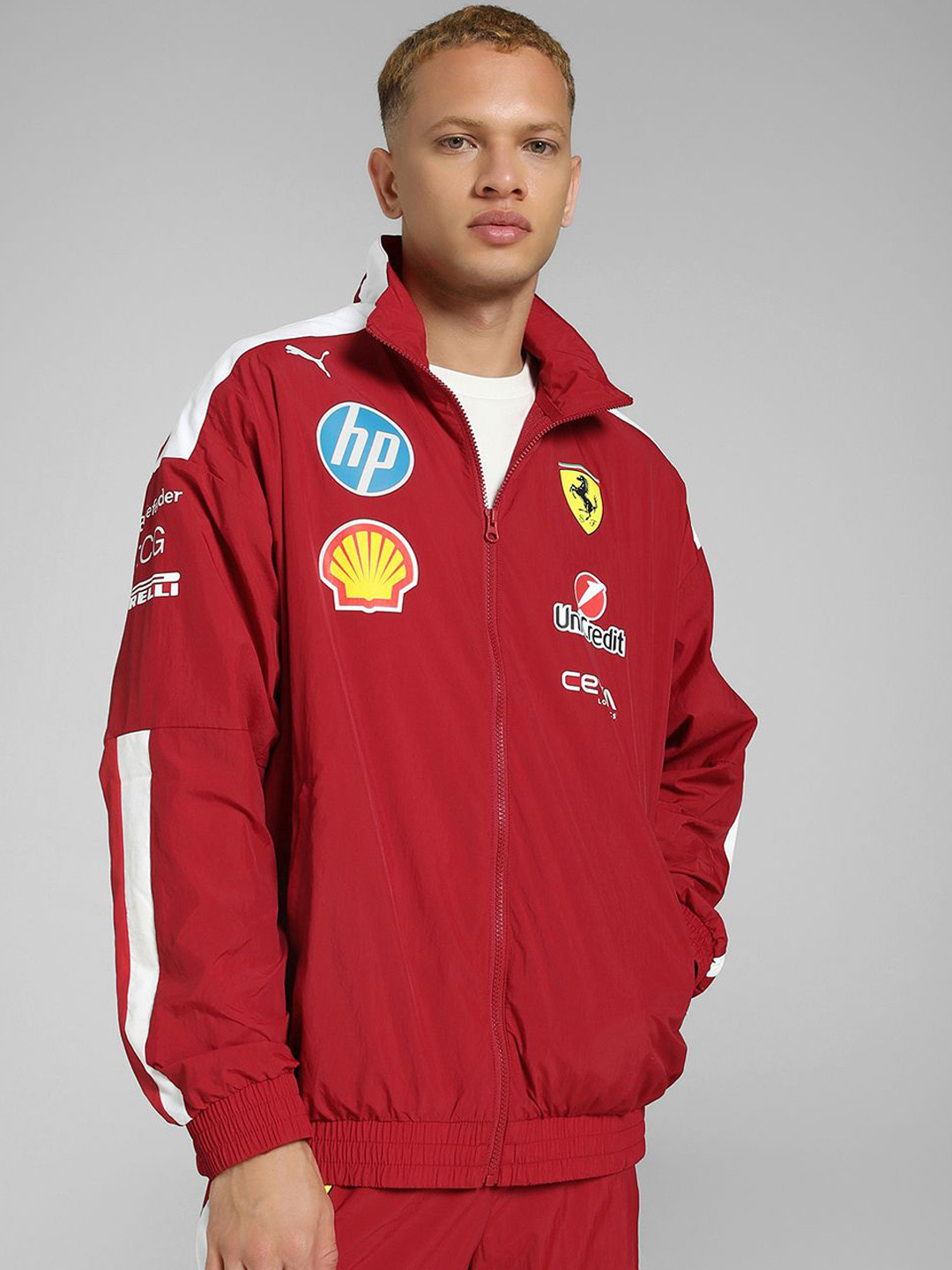 PUMA Scuderia Ferrari Drivers T7 Men Oversized Motorsport Sports Jacket