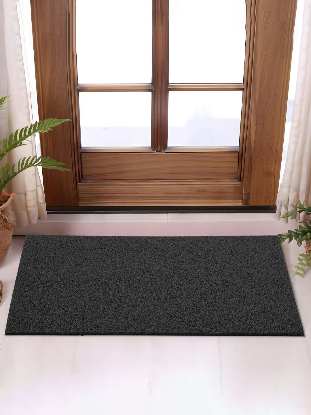 Aura Black Self Designed Water Absorbing Doormats