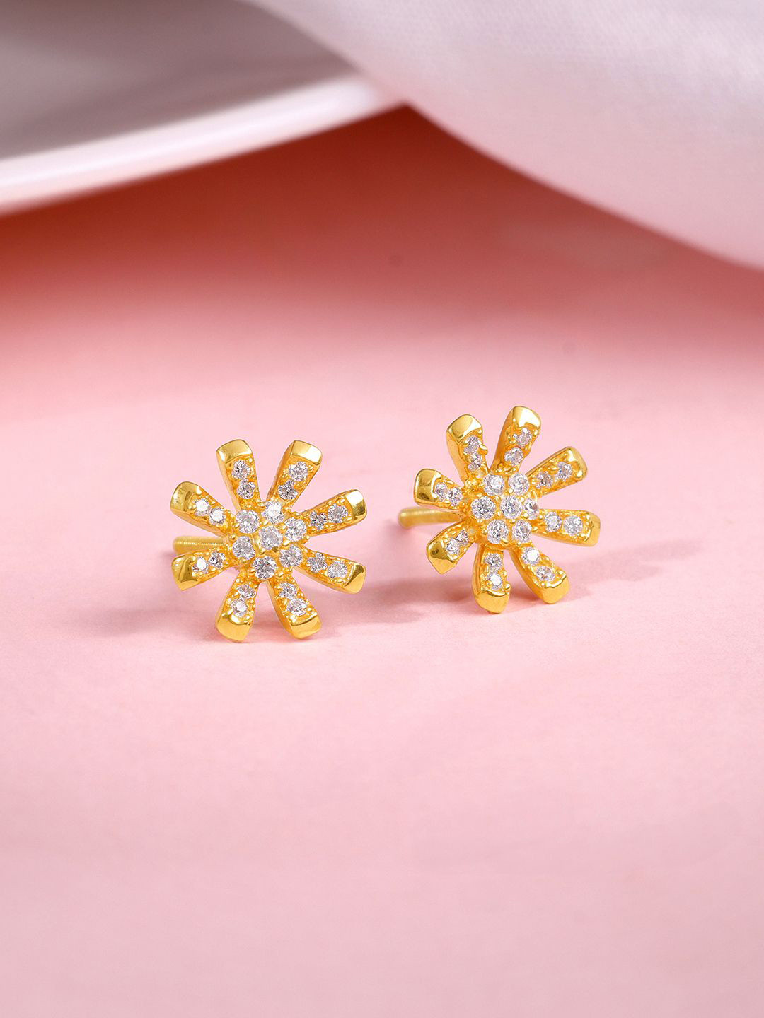 GIVA 92.5 Silver Golden Floret Embrace Floral Studs