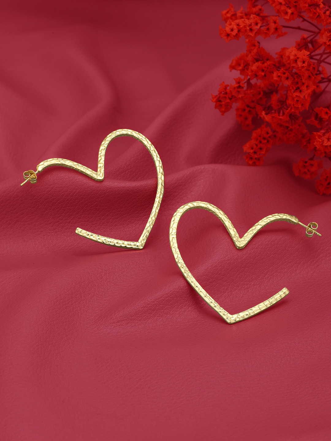 DressBerry 18kt Gold Plated with Heart Bold Half Hoop Earring