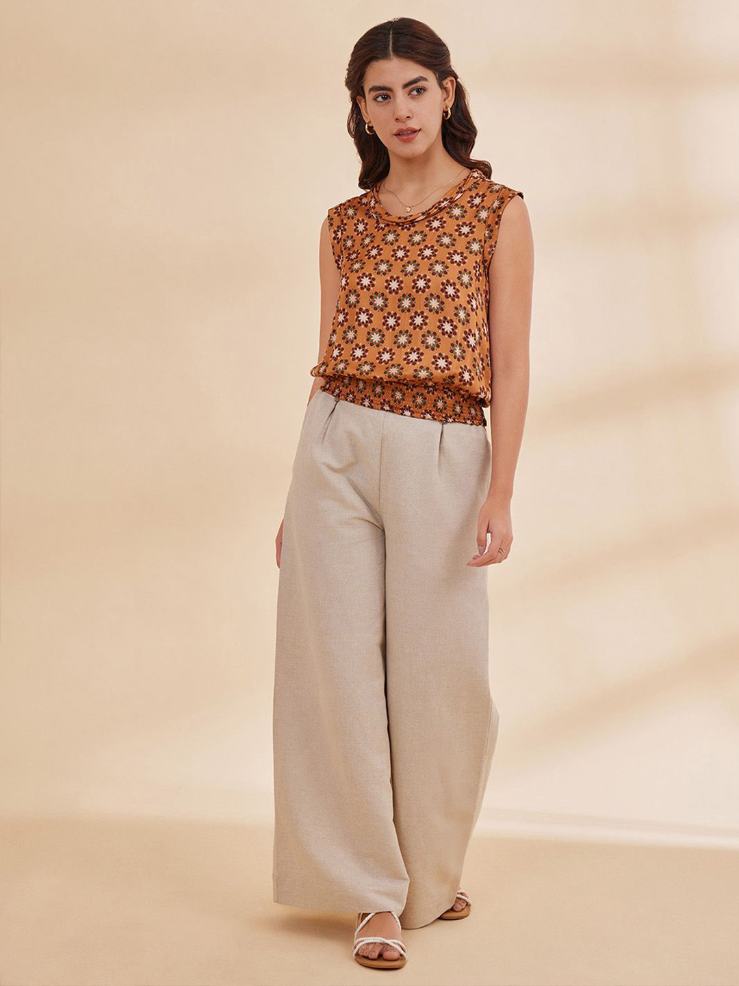 B77 Marrakesh Women Floral Printed Satin Top