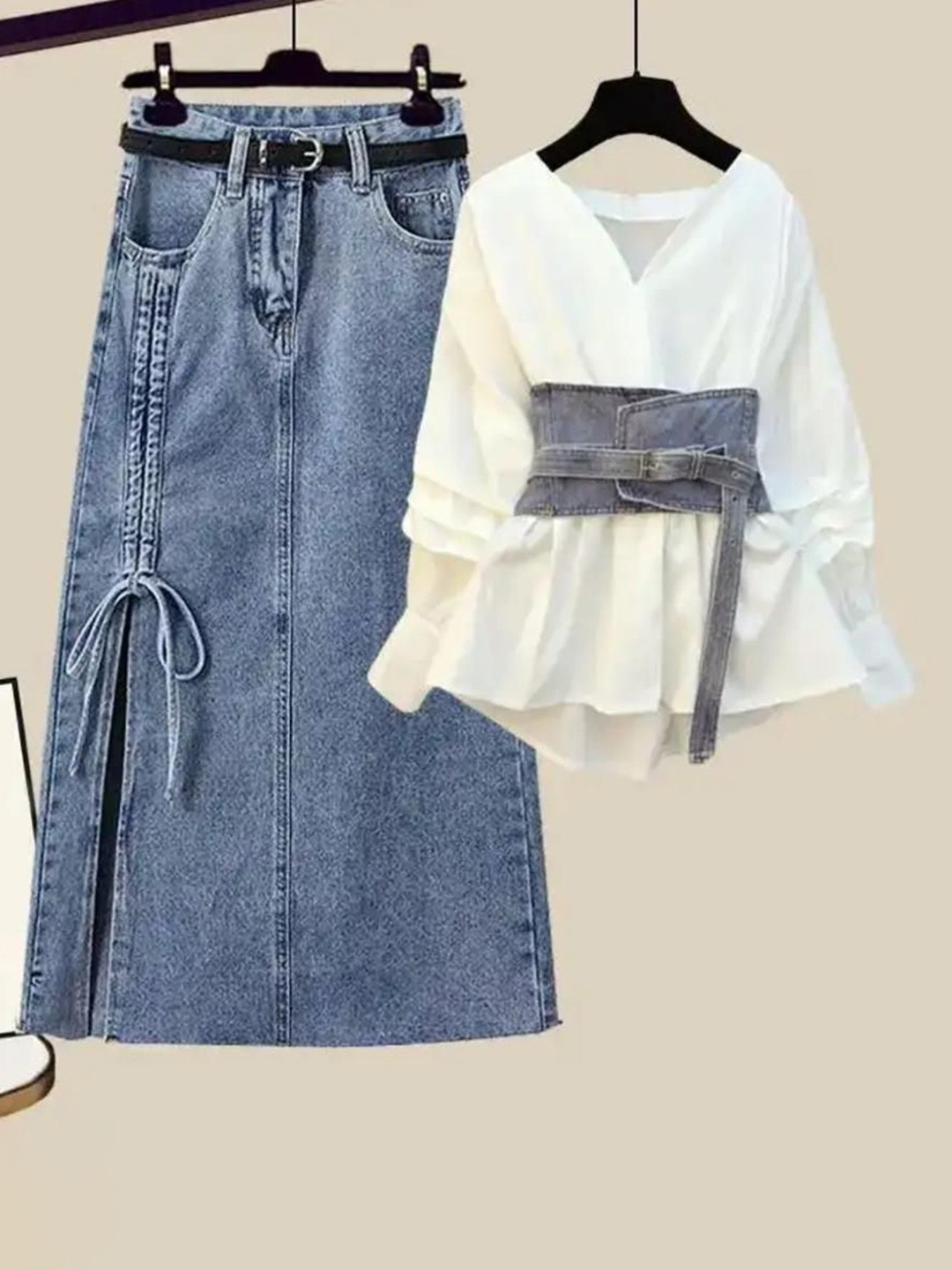 Miss Mosa By Akanksha  Blue Nayeli Luxury Corset 3 Piece Set