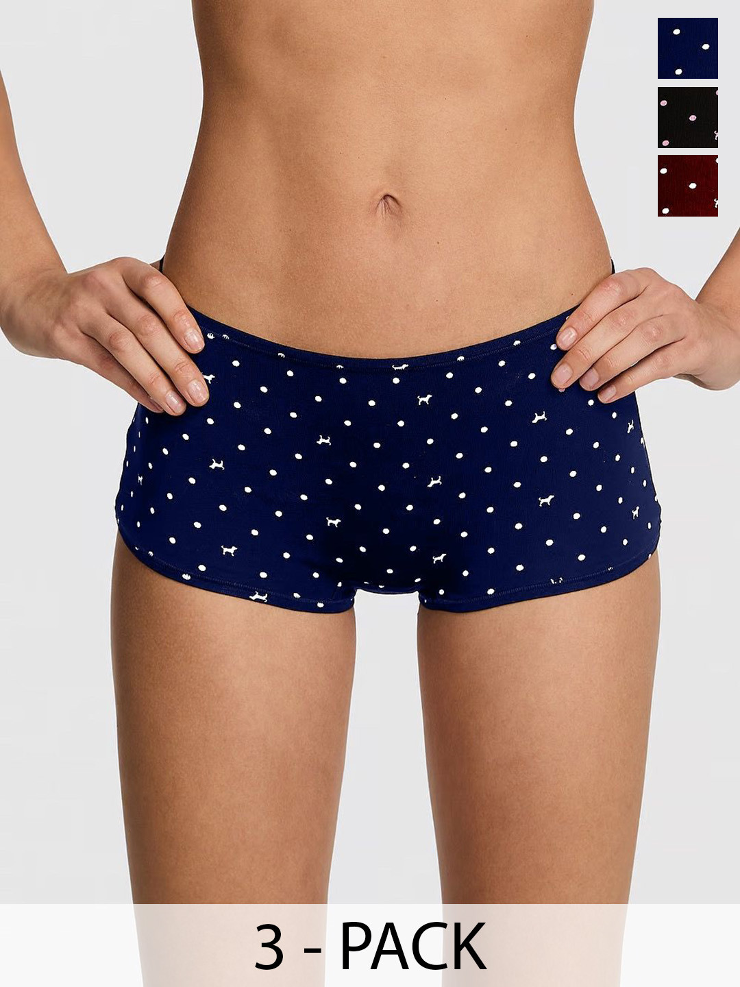 BODYMIST Pack Of 3 Printed Super Combed Cotton Mid-Rise Boyshort  Briefs SHORTY-68 @3 S