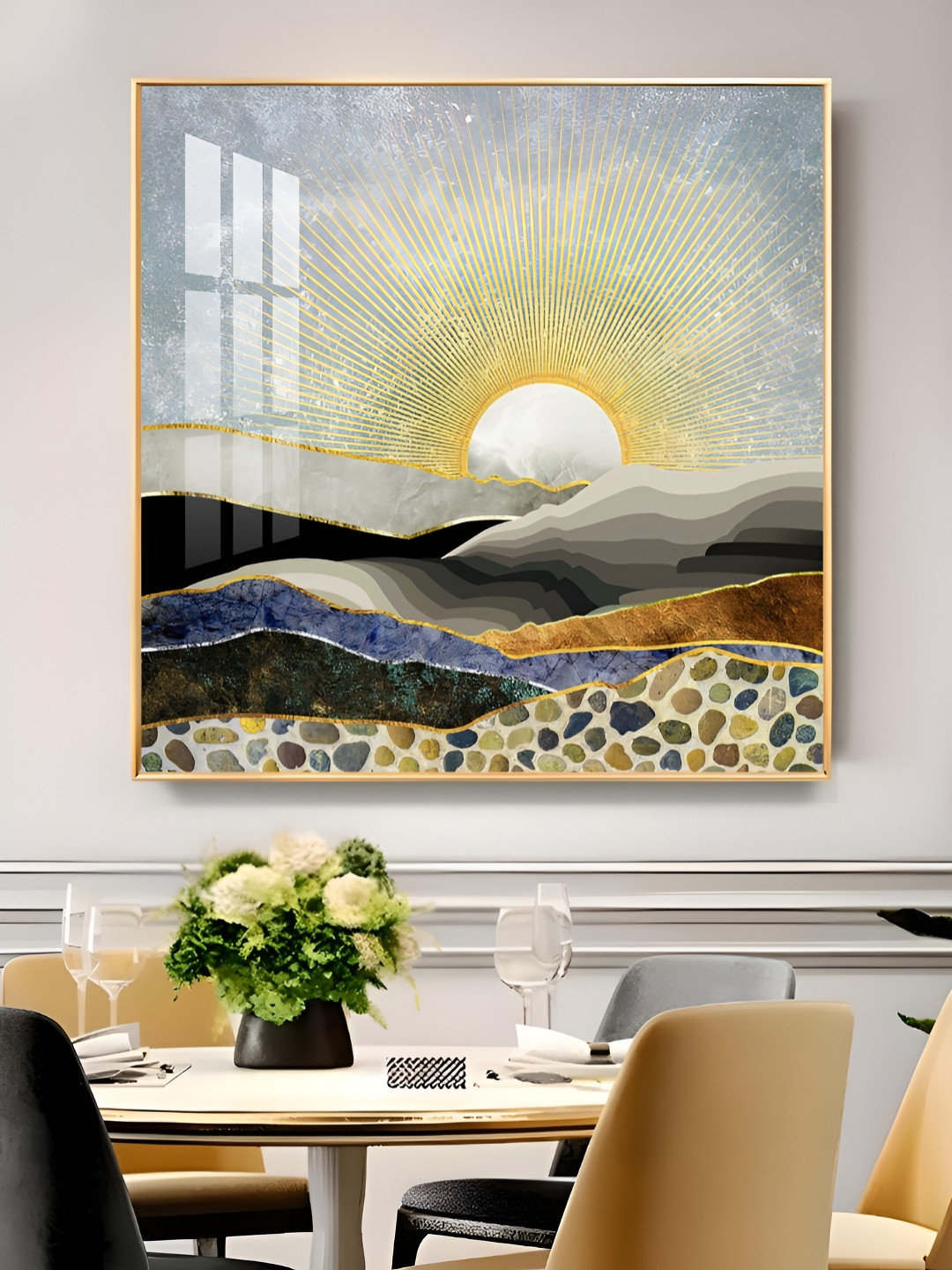 THE NEXT DECOR Evening Glow Glass Finish Square Wall Art