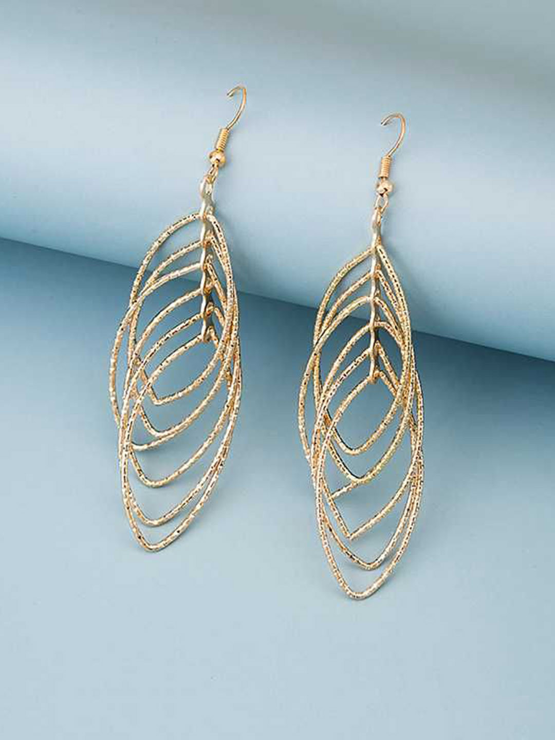 Bling Queen Stainless Steel Gold-Plated  Contemporary Shaped Drop Earrings