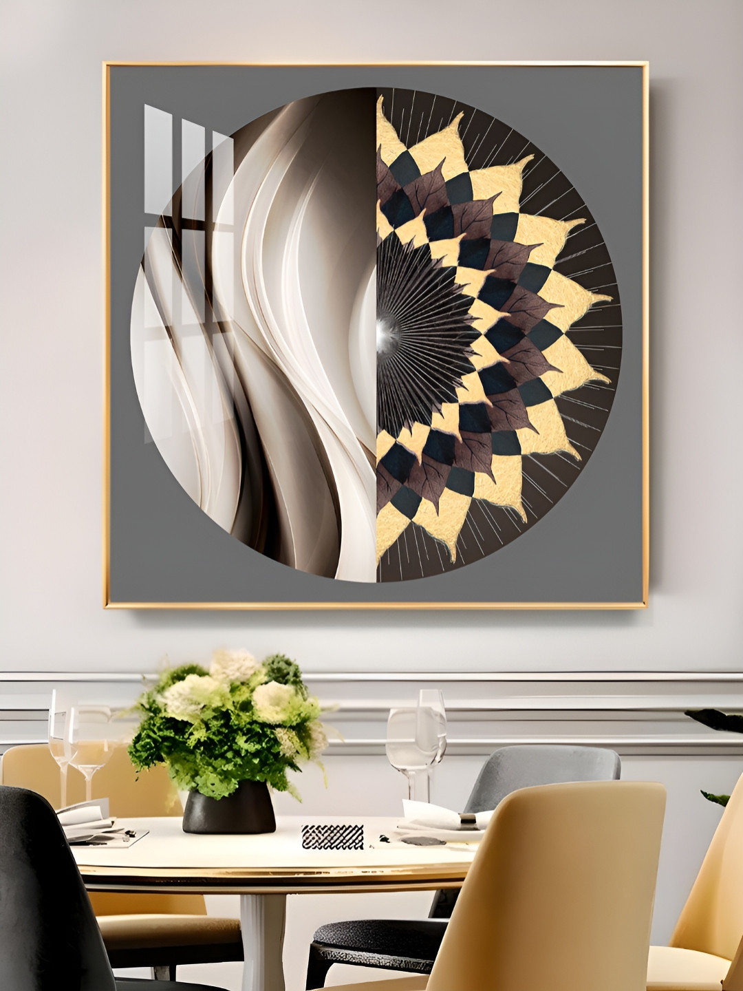 THE NEXT DECOR Grey & Brown Dynamic Form Painted Wall Art