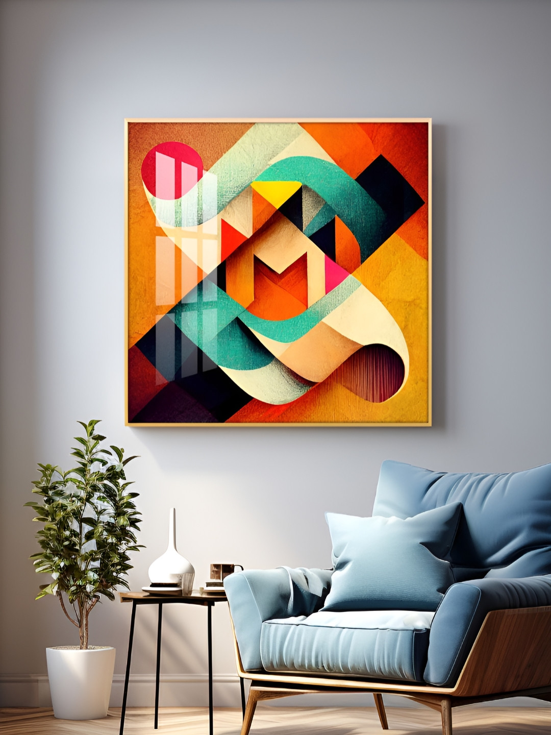 THE NEXT DECOR Yellow & Red Ethereal Expressions Glass Finish Square Wall Art