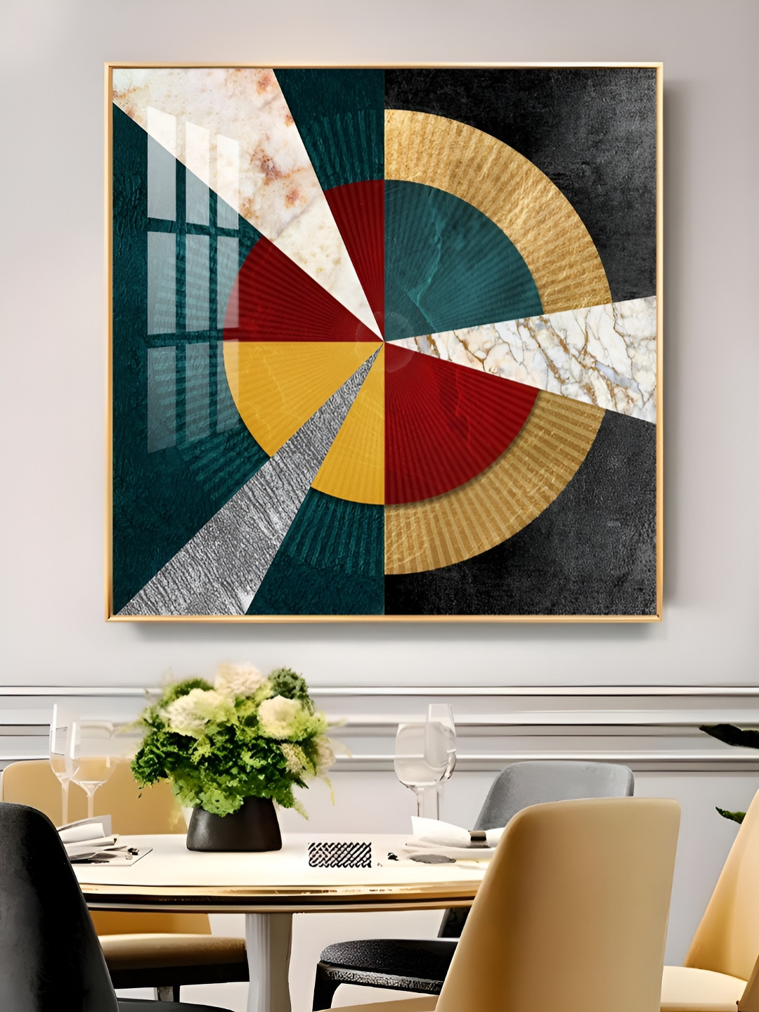 THE NEXT DECOR Yellow & Teal-Green Colored Chic Abode Painted Wall Art