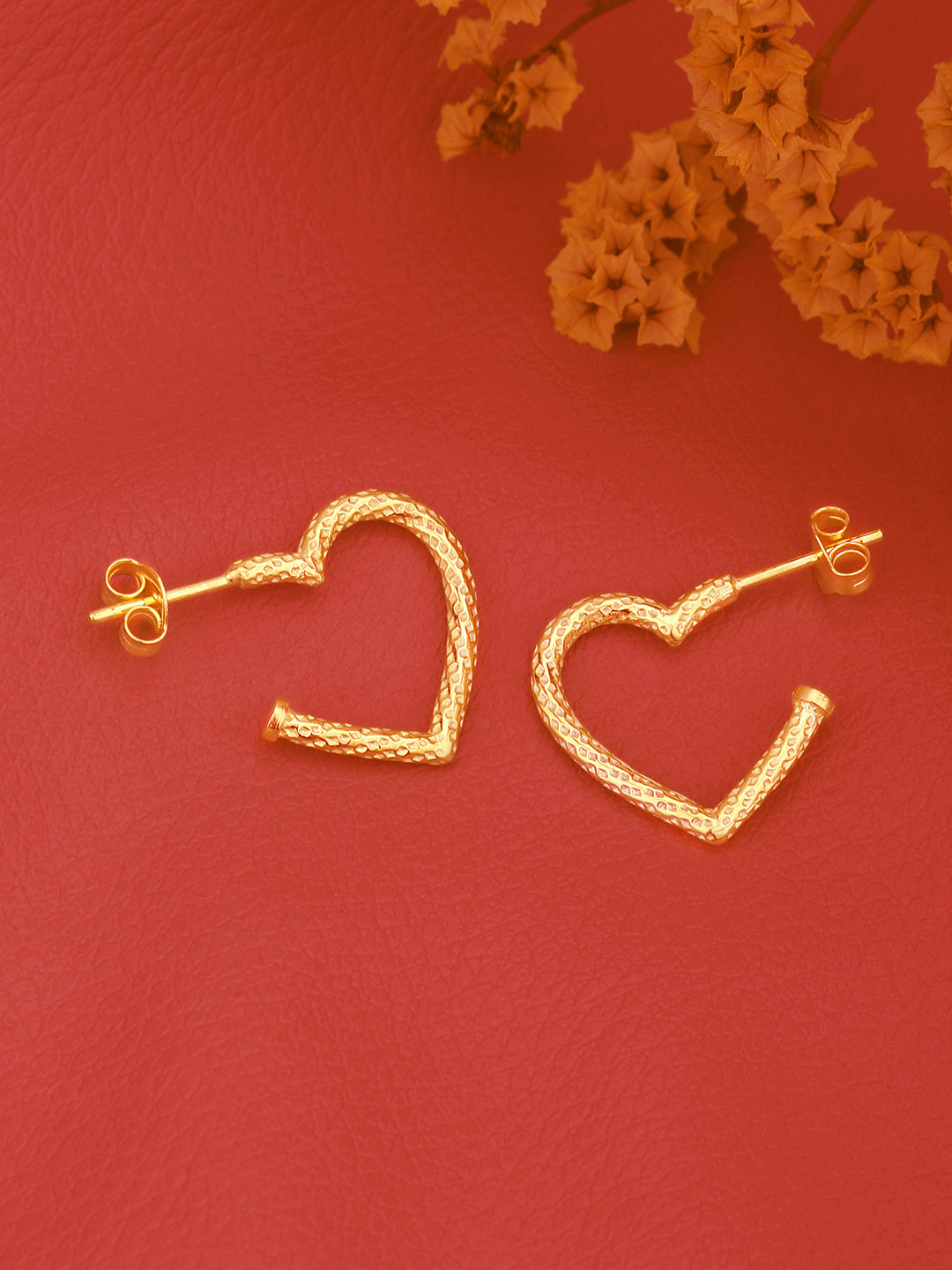 Carlton London 18kt Gold Plated Heart Half Hoop Earring