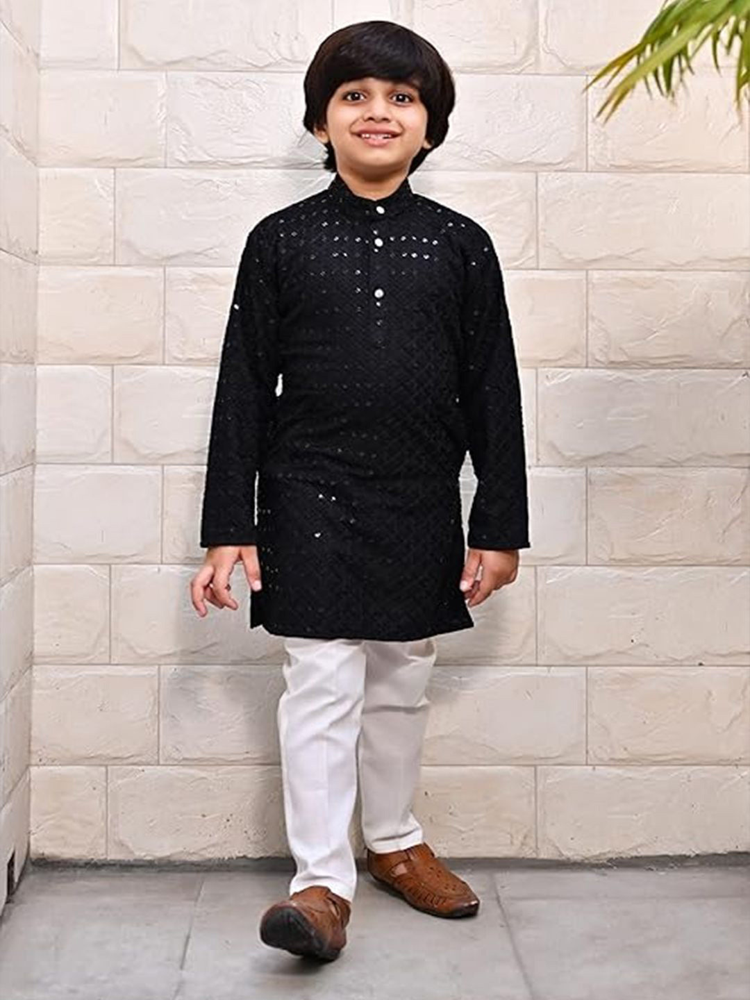 GREEN DRAGONFLY Boys Chikankari Kurta