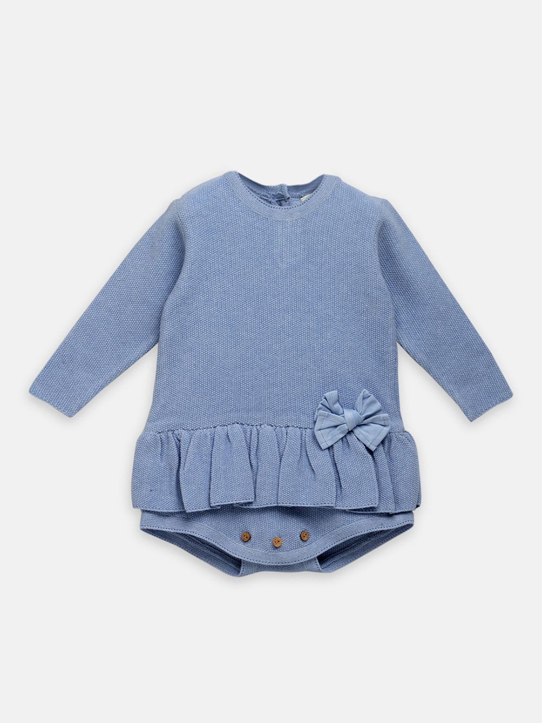 THE BABY TRUNK Blue Infants Cotton Bodysuit with Bow