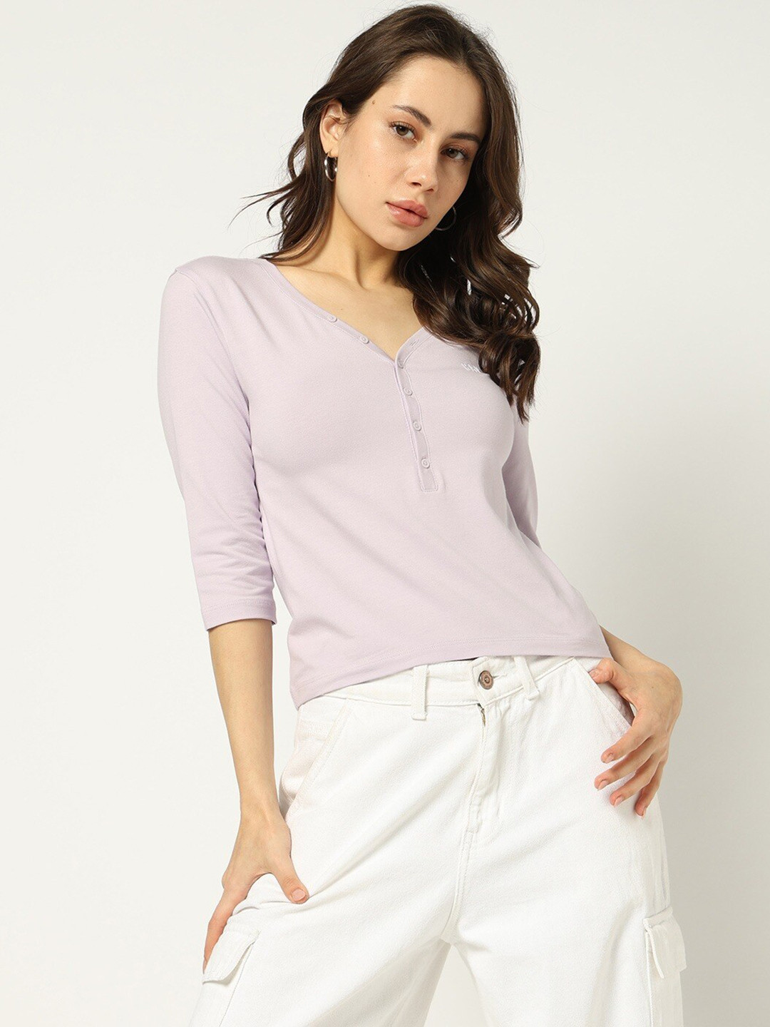 GAP V-Neck Three-Quarter Sleeves Top