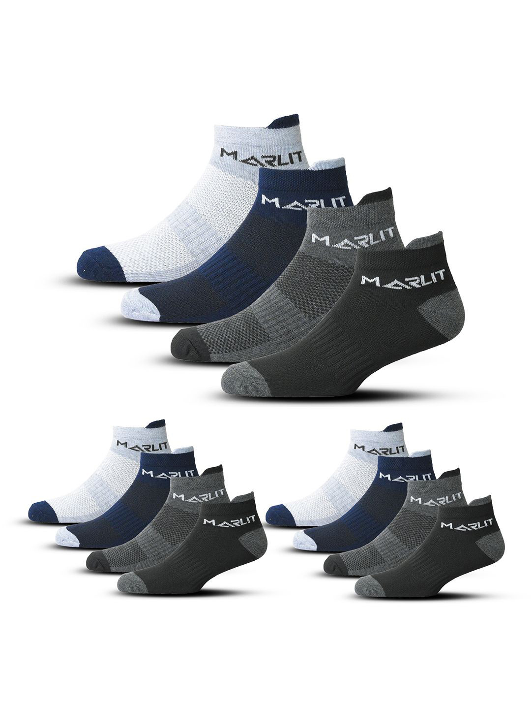 MARLIT Men Pack Of 4 Colourblocked Cotton Ankle-Length Socks