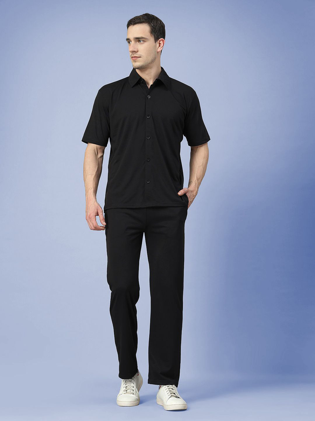 CHKOKKO Polo Neck Short Sleeve Shirt With Trouser Co-Ords