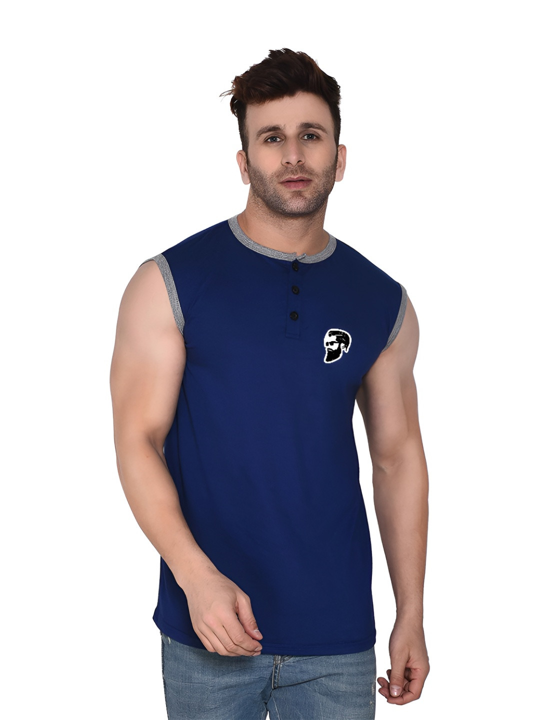 BEYOU FASHION Henley Neck Muscle Fit T-shirt
