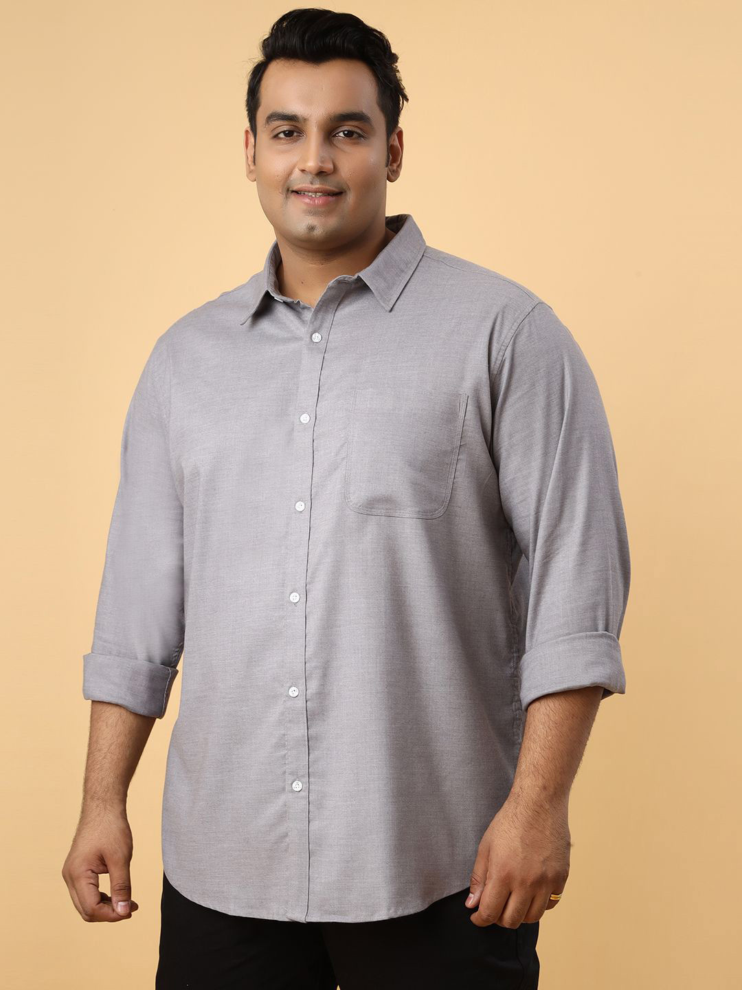 Men Casual Oxford Cotton Lycra Shirt