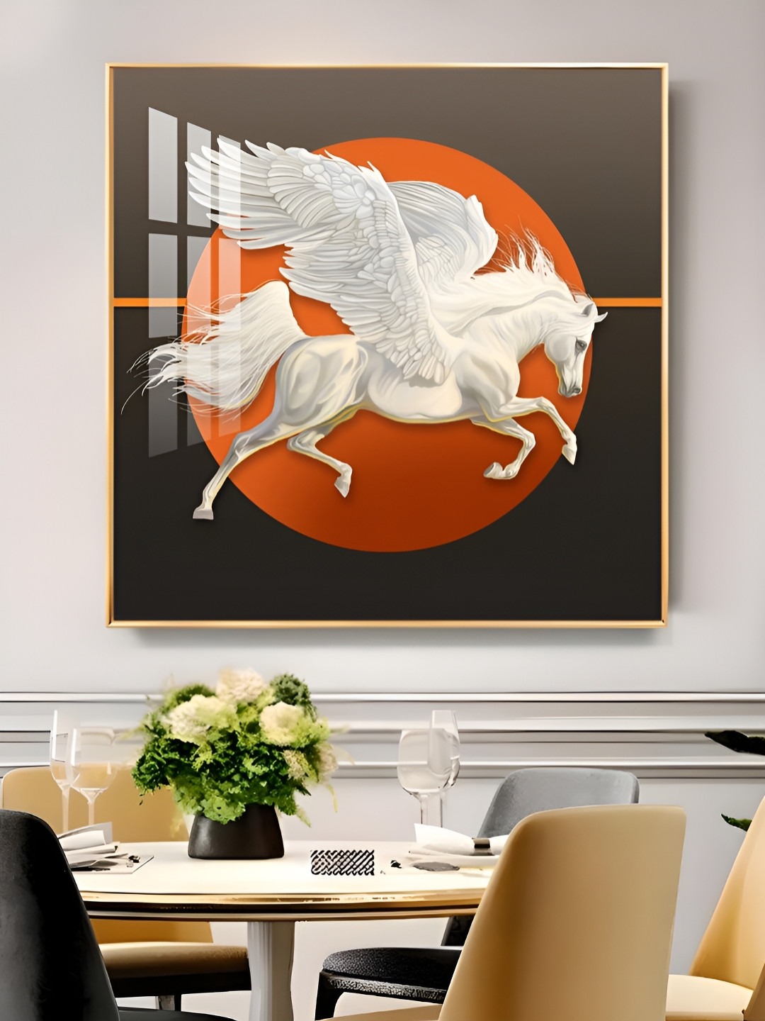 THE NEXT DECOR Yellow & White Aurora Pegasus Wall Art