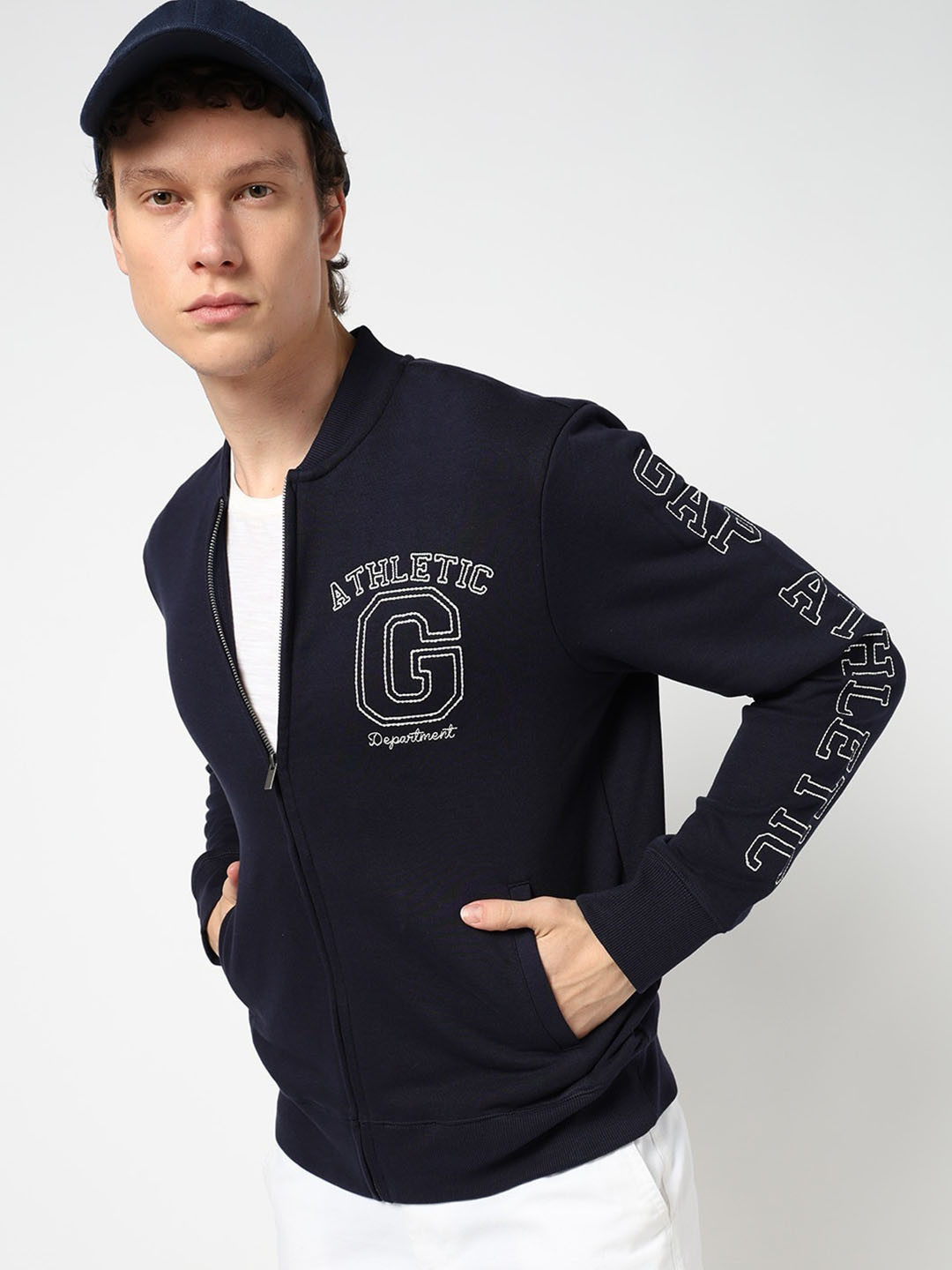 GAP Brand Logo Print Front-Open Sweatshirt
