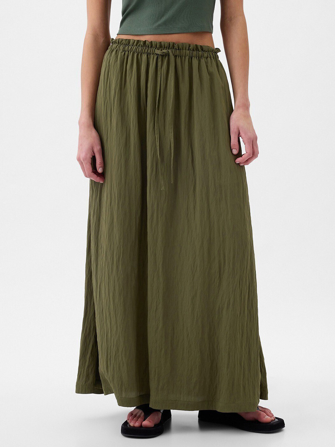 GAP Women Paperbag Pull Waist A-Line Maxi Skirt