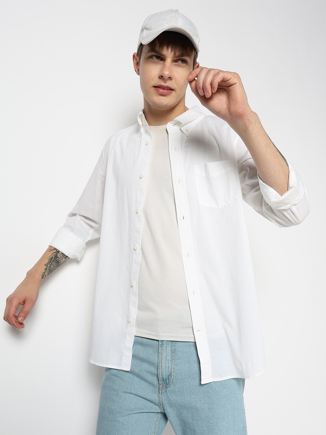 GAP Solid Button-Down Collar Casual Shirt