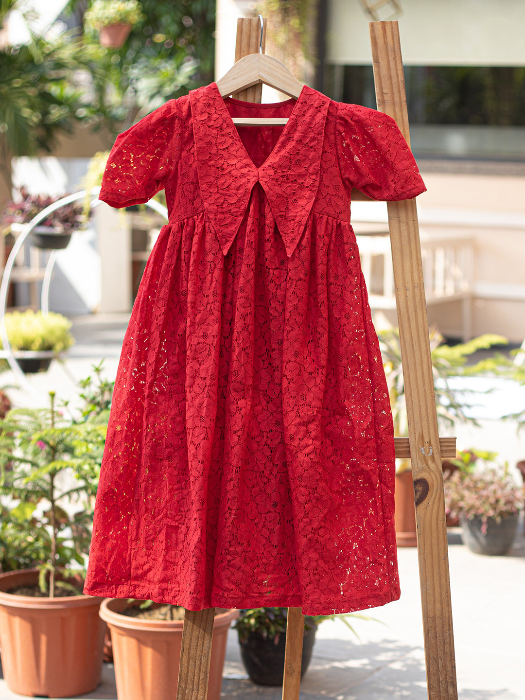 SUKITI Girls Lace Midi Ethnic Dress