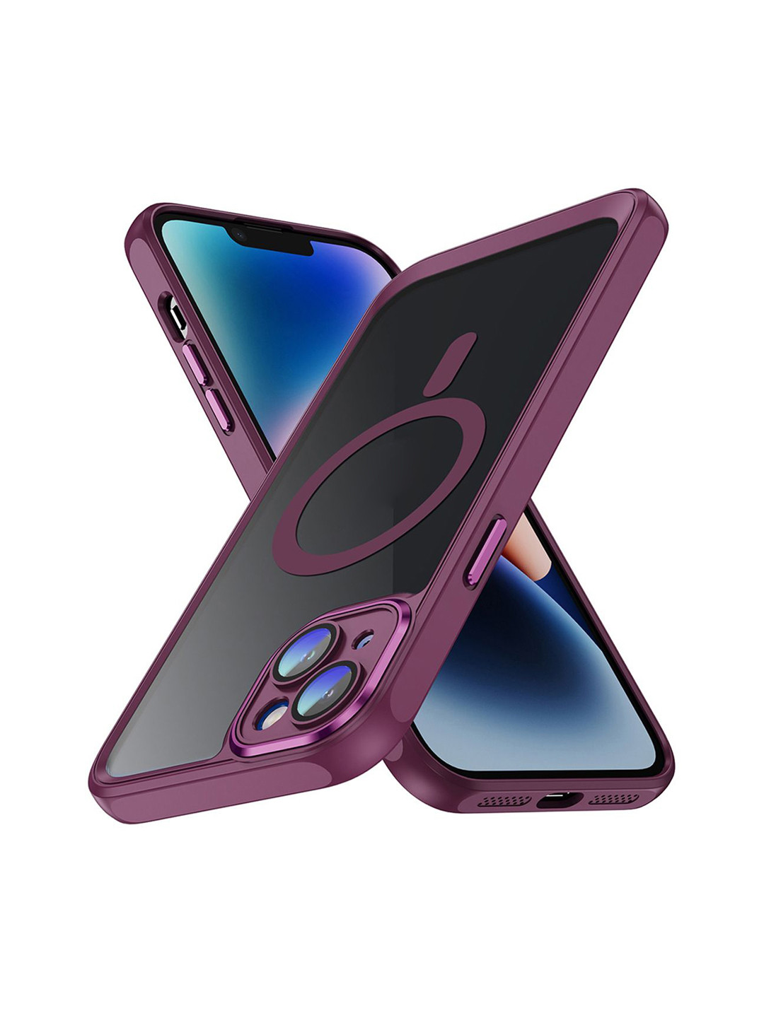 QRIOH iPhone 15 Plus Rose Red Hybrid Clear Case with Magsafe