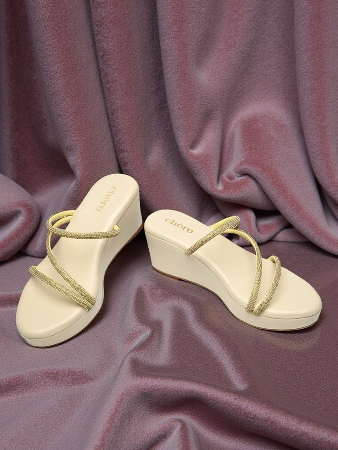 Chere Womens Glitter Strappy Wedges Heels Sandals