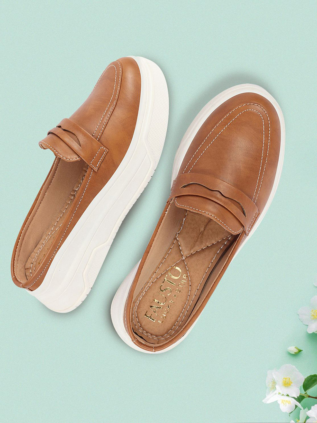 FAUSTO Women PU Slip-On Mules Platform Heels