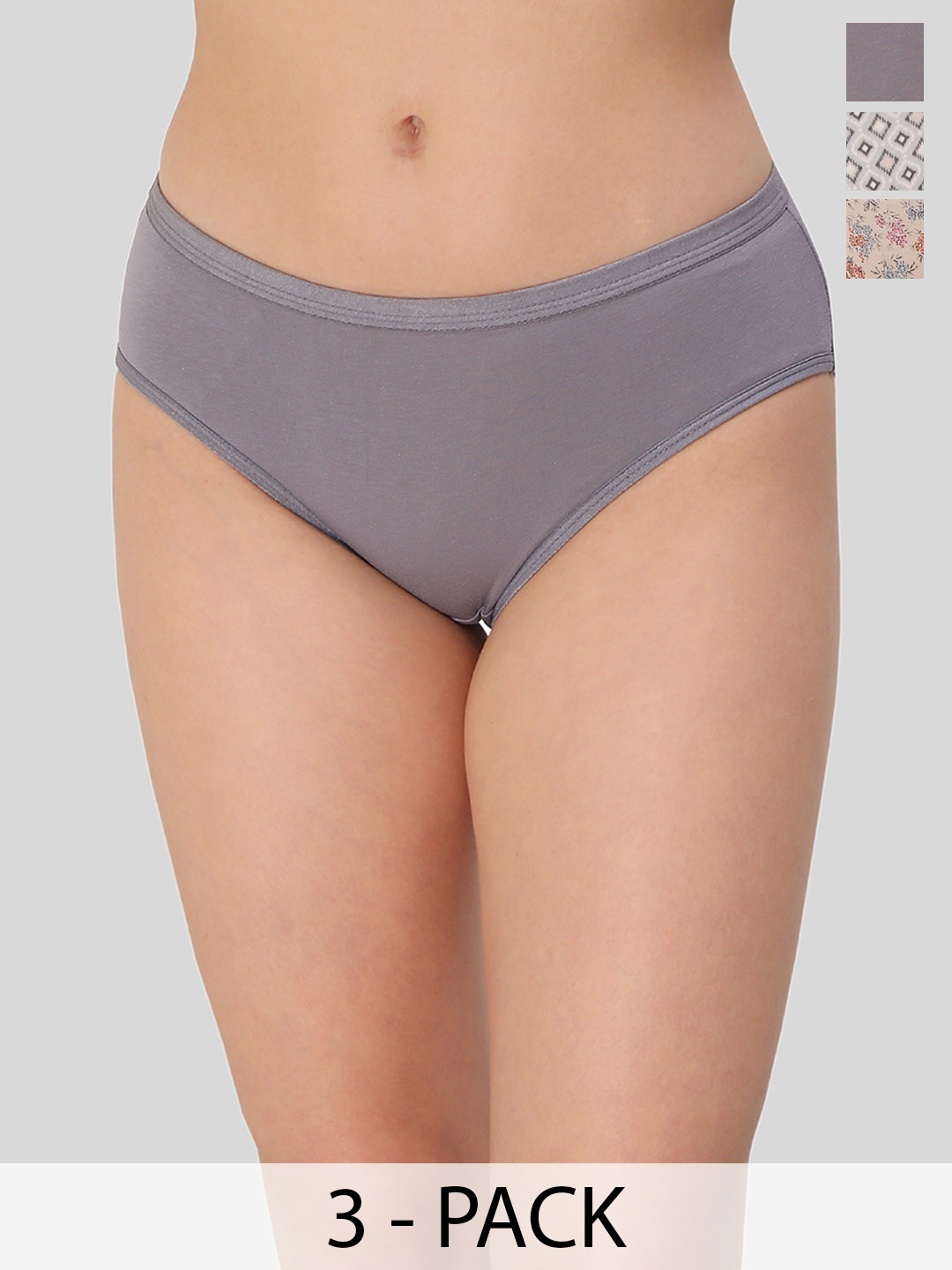 Glamoras Pack Of 3 Printed High-Rise Full-Coverage Hipster Briefs GL-PRINTEDPANTY-C007-S