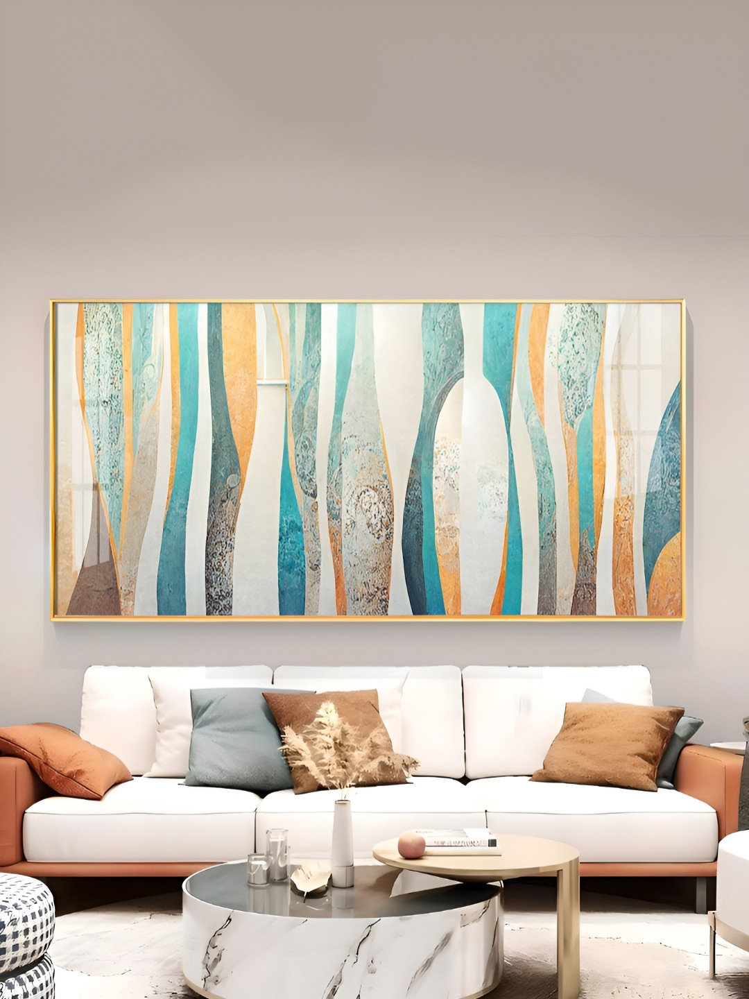 THE NEXT DECOR Abstract Colorfall Glass Finish Horizontal Wall Art