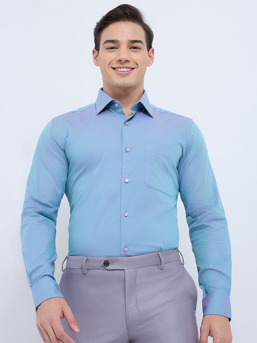 Raymond Contemporary Fit Structure Pure Cotton Cutaway Collar Formal Shirt