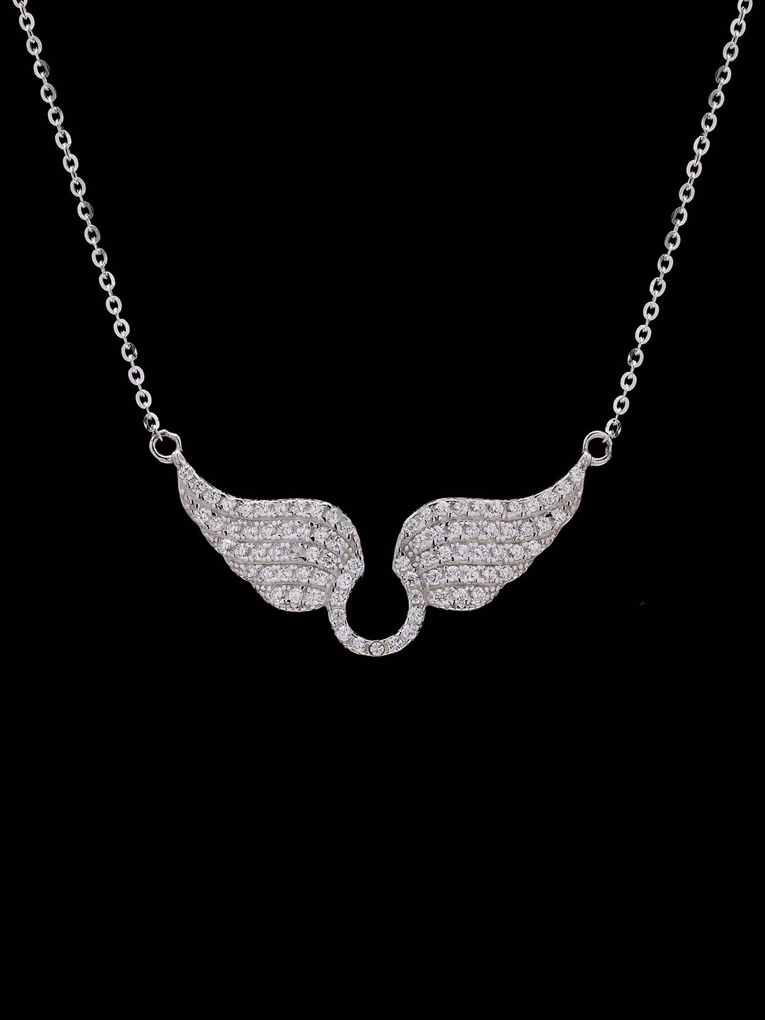 Twenty One Jewels Rhodium-Plated Contemporary Pendants with Chains