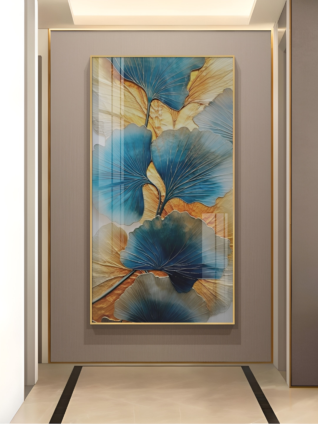 THE NEXT DECOR Noir Petal Glass Finish Vertical Wall Art